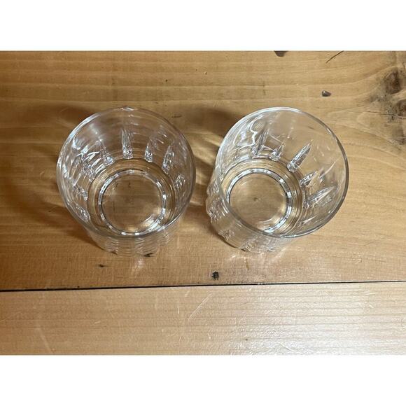 2 Vintage Glass Double Old Fashion Whiskey Glasses. Lines. Retro look - Picture 4 of 5
